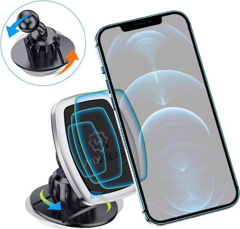 WixGear Universal Stick On Swivel Mount (2 Pack) Dashboard Magnetic Phone Holder for Car, Mini Tablets with Fast