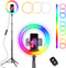 UBeesize 12” RGB Selfie Ring Light with 62” Extendable Tripod Stand & Remote, LED Light for Video Recording/Makeup