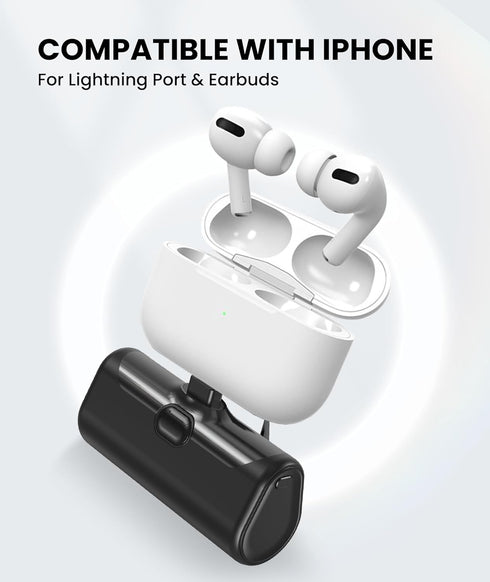 Small Portable Charger for iPhone, 5000mAh Mini Battery Pack with Built-in Metal Stand, MFi Certified Compact Power