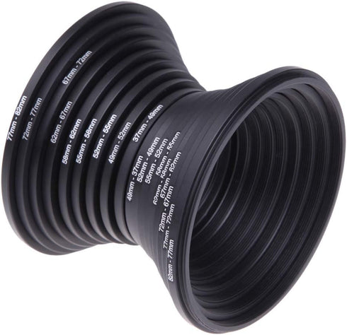 18Pcs Filter Ring Adapter Set, 37-82mm Metal Step Up/Down Rings Lens Adapter Filter Set Compatible with Digital SLR Camera