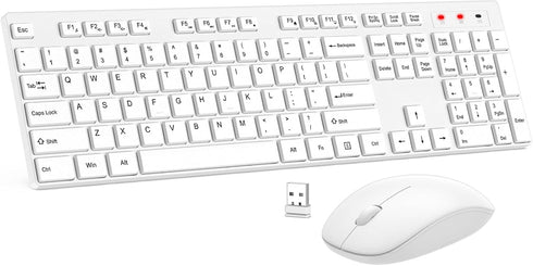 EDJO Wireless Keyboard and Mouse Combo, Silent Full Size Cordless USB Keyboard Mouse,