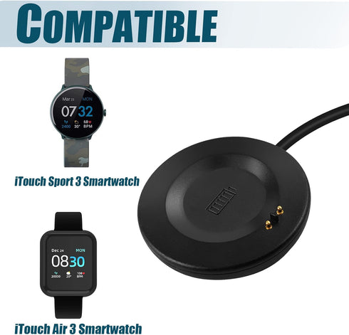 USB Charger Cable ONLY Compatible with iTouch Air 3 & iTouch Sport 3 Smartwatch, Replacement Charging Base Station Fit for iTouch Air 3 Smartwatch