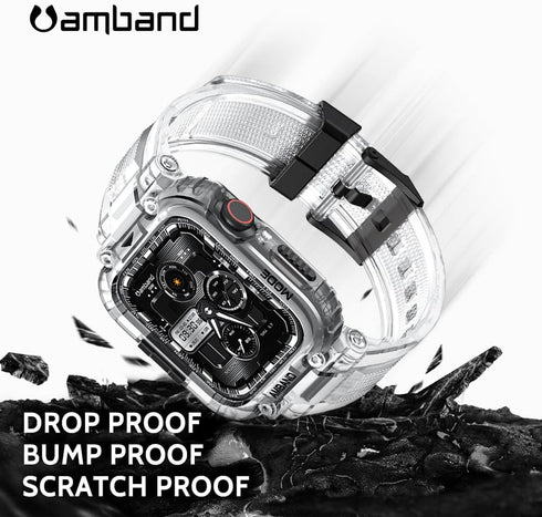 amBand Bands Compatible with Apple Watch 9/8/7 41mm - M1 Sport Series Rugged Case with TPU Strap for iWatch