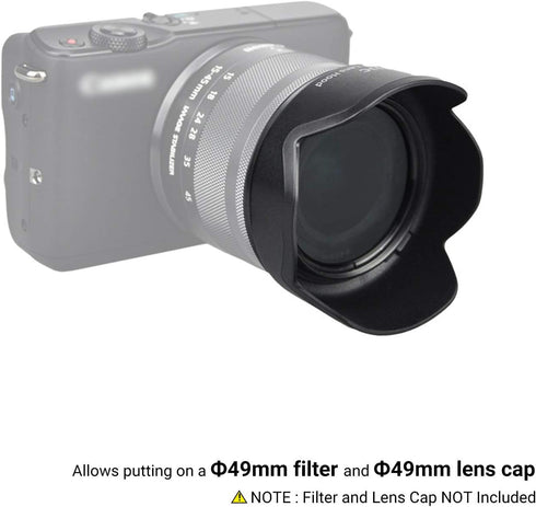 Reversible Lens Hood for Canon EF-M 15-45mm and RF-S 18-45mm Lens on EOS R100 R50 R10 R7 M50 M6 Mark II