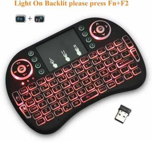 Backlit Mini Wireless Keyboard, Air Mouse Portable with Touchpad for PC, TV Box, Xbox