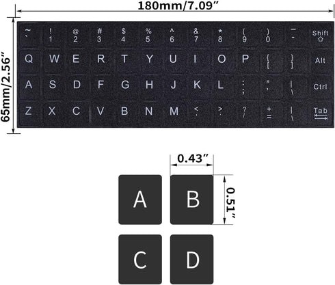 2PCS Universal English Keyboard Stickers Letters with Tweezer, Keyboard Stickers Black Background with White Lettering