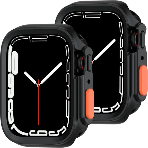 2 Pack Fvlerz Rugged Case for Apple Watch 45mm 44mm, Soft TPU Shockproof Bumper Cover for iWatch Series 9/8/7/6/SE/5/4