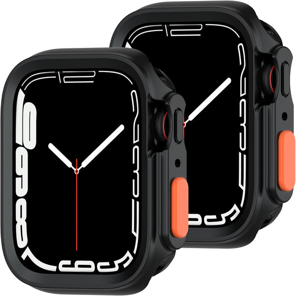 2 Pack Fvlerz Rugged Case for Apple Watch 45mm 44mm, Soft TPU Shockproof Bumper Cover for iWatch Series 9/8/7/6/SE/5/4