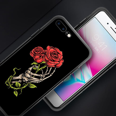 ZHEGAILIAN Red Rose Skull Case for iPhone SE 2022, Shockproof Soft TPU Bumper, Non-Slip Design, 4.7-inch.