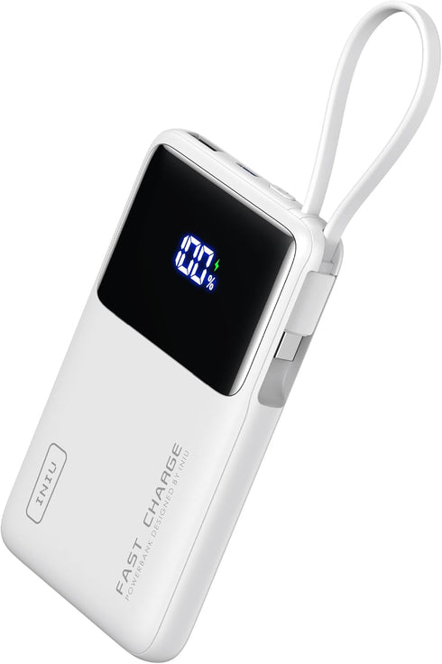 INIU 45W Power Bank, Slimmest 10000mAh Portable Charger with Built in USB-C Cable,