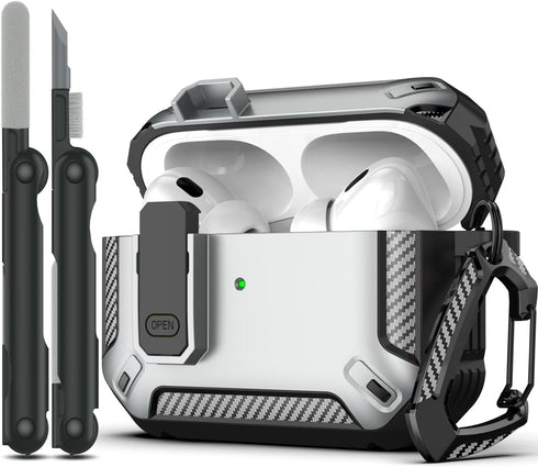AirPods Pro 2nd Gen Case with Cleaning Kit, Military Hard Case Armor with Lock, for AirPod Gen 2 Charging Case