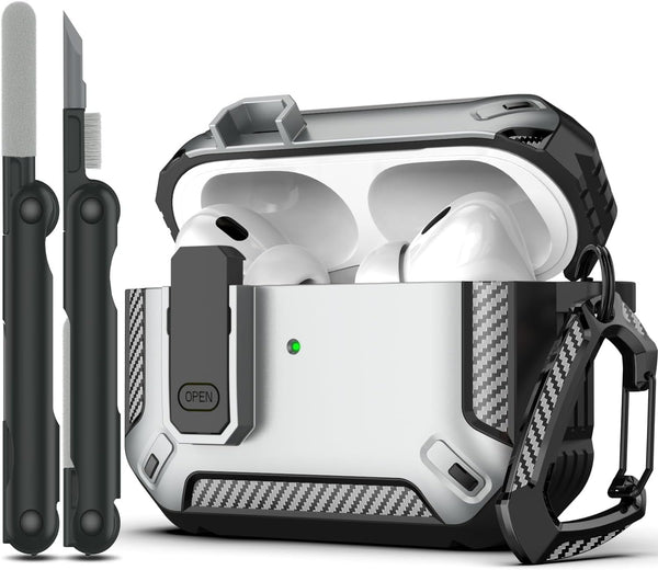 AirPods Pro 2nd Gen Case with Cleaning Kit, Military Hard Case Armor with Lock, for AirPod Gen 2 Charging Case