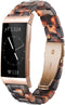 Resin Band Compatible with Fitbit Charge 4, Charge 3/3 SE, Women Men Rose Gold Buckle Wristband Strap