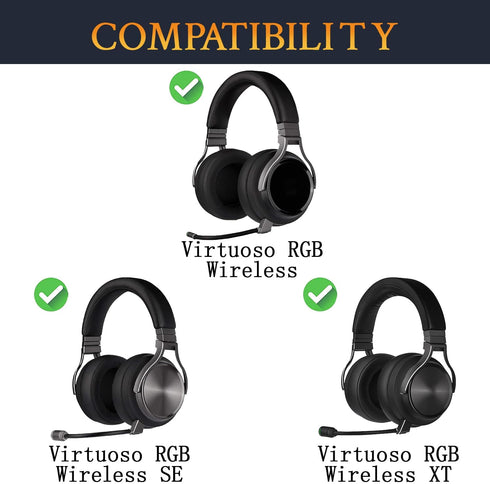 SOULWIT Ear Pads Replacement for Corsair Virtuoso RGB Wireless XT SE Gaming Headset, Earpads Cushions with High-Density Noise Isolation Foam, Added Thickness (Virtuoso MF Black)