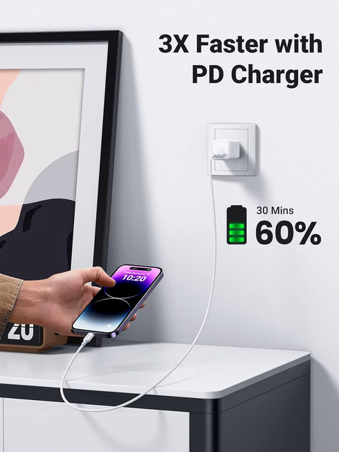 UGREEN USB C to Lightning Cable- 6FT MFi Certified PD Fast Charging Lightning Cord Compatible with iPhone 14/14 Pro/14 Pro Max, iPhone 13/12/11/X/XR/XS/8 Series, MacBook, iPad, AirPods Pro by UGREEN