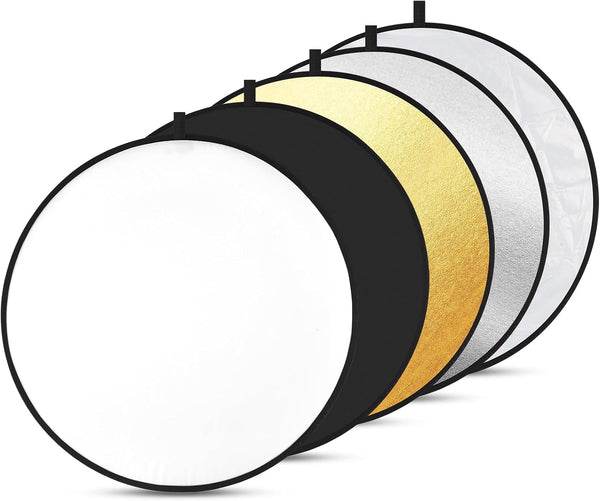 Kalofaye 5-in-1 Light Reflector 32 Inch/80 cm Photography Diffuser Collapsible Portable with BagGold