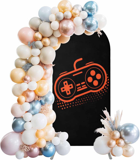BaqwedCoSz Game Theme Arch Backdrop Cover 6.6 FT Red Game Controller Stretchy Elastic