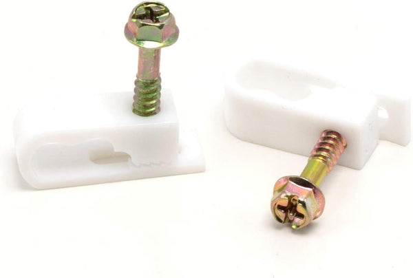 THE CIMPLE CO Dual Coaxial Cable Clips, Cat6 Electrical Wire Clip, 1/2 in Screw Clip and Fastener, White (10 Pieces)