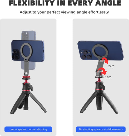 BRDRC 1/4" Cold Shoe Phone Mount Holder, Tripod Mount for iPhone Magsafe Magnetic Hot Shoe Camera Adapter with Screw