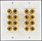 Speaker Wall Plate 16 Post for 8 Speakers, Color Coded for Home Theater System Dolby Audio