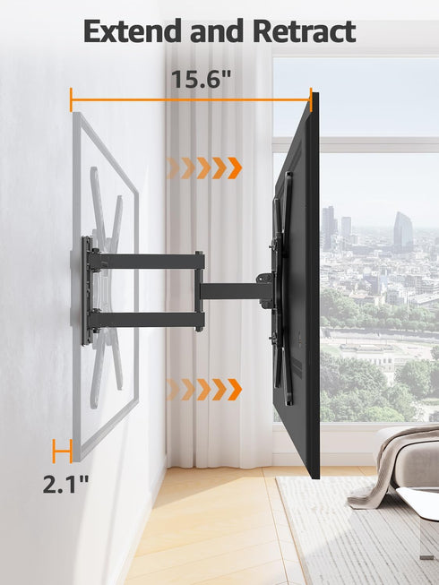Mountory 26-60 Inch 400x400, 77 lbs. Full Motion TV Wall Mount for Most TVs, Articulating Arms Swivel and Tilt tv