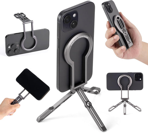 WUXINDS Magnetic Phone Tripod Stand, Aluminium Alloy Strong Magnet Quick Mount Foldable Mini