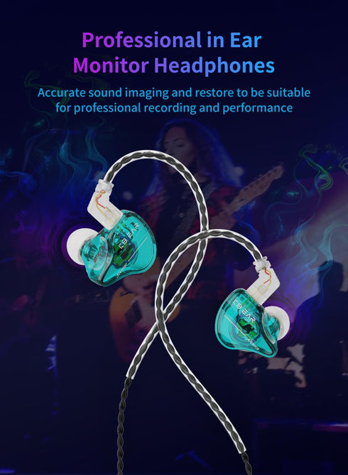 KBEAR Storm in Ear Headphones Wired Earbuds for Musicians Singers on Stage Studio Church,Crisp Clarity Sound Nice Round Bass IEM Earphones Monitor Hi Res Detachable OFC Silver-Plated Cable