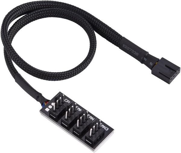 Bewinner 4-Pin PWM Fan Hub, 4-pin Male for CPU Fan Power Multi Splitter Connector Cable Adapter for 12V Fans
