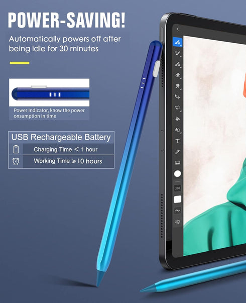 TiMOVO Stylus Pen for iPad, Apple Pencil 2nd Generation, Palm Rejection for iPad 2018-2024, Blue