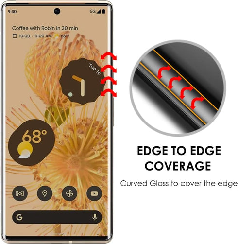 3 Pack Pixel 6 Pro Screen Protector, Tempered Glass UV Set, Edge to Edge Full Screen Adhesive