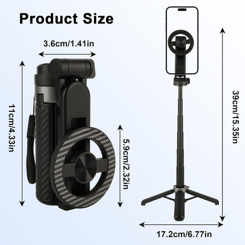 Keweis 360 4-in-1 Magnetic Selfie Stick with Remote, Rotation Phone Tripod, Multifunctional Magnetic Phone Selfie