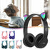 Kids Cat Ear Headphones, LED Light Up Bluetooth 5.0 Foldable Gaming Headset, Noise Cancelling Over Ear, Purple