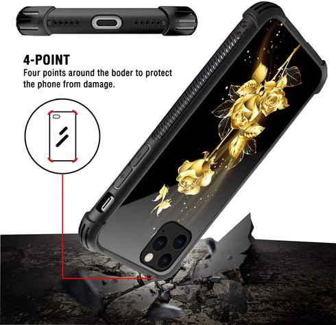 TnXee Golden Butterfly Rose Flower Case for iPhone XR - Stylish Pattern Design Case for Men & Women Gifts.