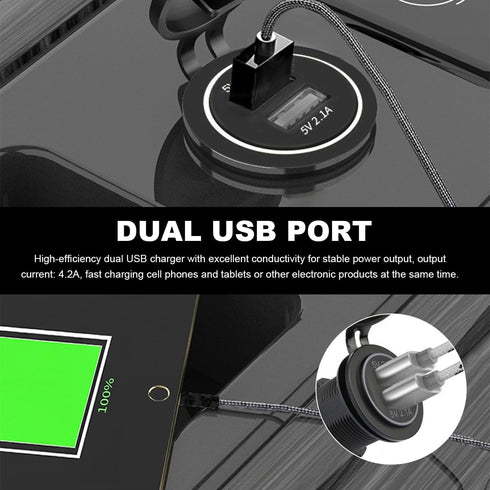 SHMZK 4.2A 12V/24V 2.1A 2.1A Dual USB Charger Socket, Waterproof Power Outlet & Quick Charge Socket, USB Charger Socket