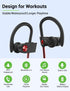 Stiive Bluetooth Headphones, 5.3 Wireless Sports Earbuds IPX7 Waterproof with Mic, Stereo Sweatproof in-Ear Earphones, Noise Cancelling Headsets for Gym Running Workout, 16 Hours Playtime - BlackRed