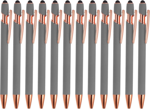 PATIKIL Ballpoint Pen with Stylus Tip - 12 Pack 2 in 1 Metal Pen Black Ink 1.0mm Medium Point for Touch Screens