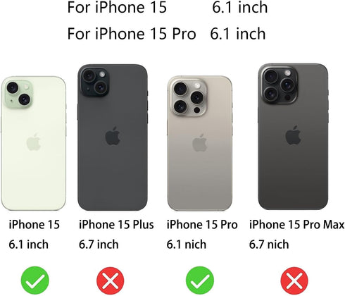 2 Pack Anti-Spy Tempered Glass Screen Protector for iPhone 15 Pro - Anti-Blue, Privacy, Gradient Color, 6.1 inch.
