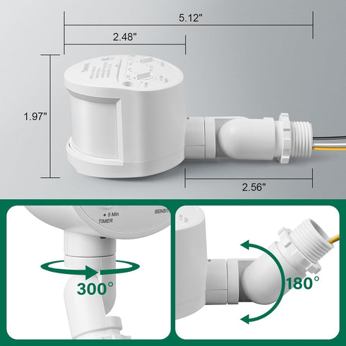 treewell 2 Pack 180-Degree 60 3 Motion Sensor, Replacement Motion Detector, Adjustable Time & Detection Sensitiity Up