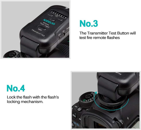 Wireless Flash Trigger 2.4 GHz with Transmitter and Receiver for Canon, Nikon, Panasonic, Olympus, Fuji, Pentax, Sony