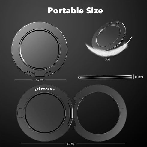 MINDSKY Magnetic Phone Ring Stand for iPhone 12, 13, 14, 15 Series - Compatible with MagSafe Cases (Pop Base)