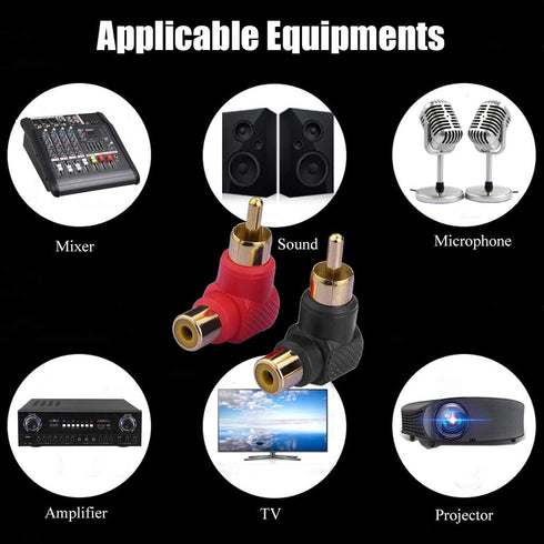 RCA 90 Degree Adapter - 6Pcs Right Angle RCA Adapter Gold Plated RCA Male to RCA Female Connectors for Tight Space
