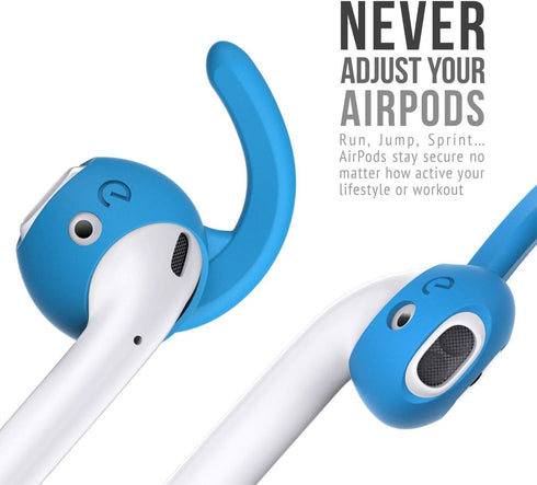 EarBuddyz 2.0 Ear Hooks and Covers Accessories for Apple AirPods 1 & 2 or EarPods (3 Pairs) - Sky Blue