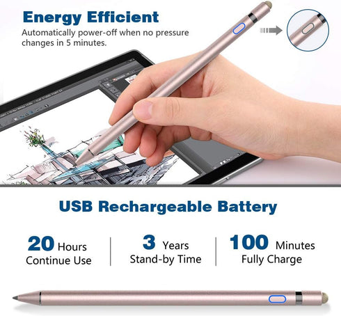 TiMOVO Rose Gold Stylus Pen for iPad, Apple Pencil for 2018-2024 iPad 10/9/8/7/6th Gen, iPad Pro, iPad Air 3/4/5/6th,