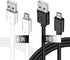 DEEGO 2-Pack Charging Cable for Samsung Galaxy S7, 6Ft & 10Ft Fast Charger for Android, LG, Moto, PS4, Black.