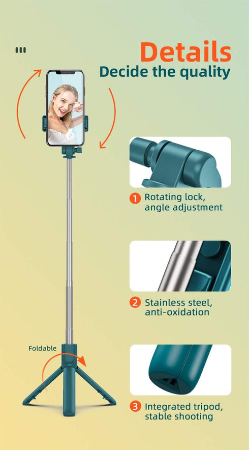 Tianle 40 Inch Selfie Stick, Phone Tripod Extendable Cell Phone Tripod Stand with Wireless Remote and Phone Holder