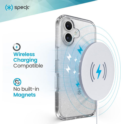 16 Speck Clear iPhone Case - Slim GemShell Phone Case - Clear/Platinum Glitter