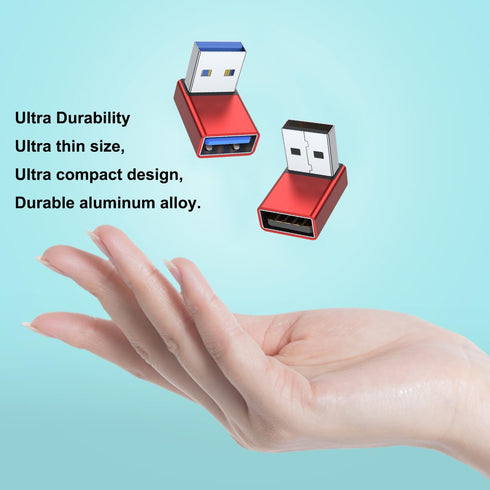 AreMe 90 Degree USB 3.0 Adapter 2 Pack, Up and Down Angle USB A Male to Female Converter for PC, Laptop, Charger