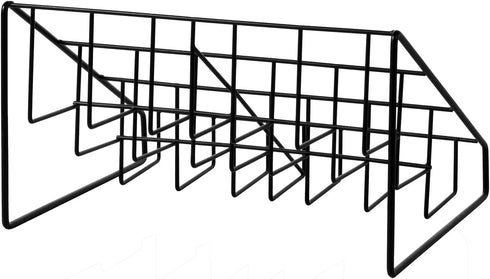 MyGift 3-Tier Modern Matte Black Metal Wire CD Storage Rack, Tabletop Media Organizer, Set of 2