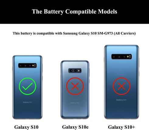 S10 Battery Replacement Kit for Samsung Galaxy S10 SM-G973U/U1/F/W/X, with Repair Tools Kit