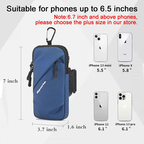 Phone Holder Armband, Small Crossbody Shoulder Bag with Arm Band for iPhone and Android, Blue